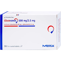Thuốc Glucovance 500mg/2.5 mg Merck điều trị tiểu đường típ 2 (2 vỉ x 15 viên)