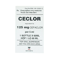Bột pha hỗn dịch uống Ceclor 125mg Menarini điều trị nhiễm khuẩn (Chai 60ml)