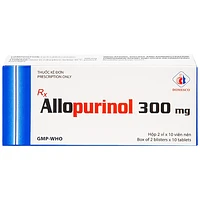 Allopurinol 300mg điều trị tăng acid uric máu, sỏi thận (hộp 20 viên)