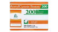 Acetylcystein Boston 200 trị rối loạn tiết dịch phế quản (Hộp 30 gói x 1g)