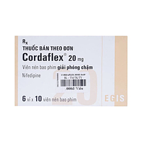 Cordaflex 20mg phòng ngừa chứng đau thắt ngực, tăng huyết áp hộp 6 vỉ x 10 viên