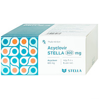 Acyclovir Stella 800mg dùng để điều trị nhiễm Herpes simplex, Herpes zoster, và thủy đậu (7 vỉ x 5 viên)