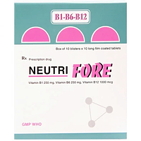 Neutri Fore Bidiphar bổ sung một số loại vitamin nhóm B (Hộp 10 vỉ x 10 viên)