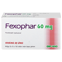 Fexophar 60mg TV. Pharm điều trị triệu chứng viêm mũi dị ứng, dị ứng da, nổi mày đay (Hộp 5 vỉ x 10 viên)