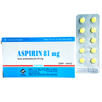 Aspirin 81mg Vidipha dùng để ngăn ngừa nhồi máu cơ tim, đột quỵ (10 vỉ x 10 viên)