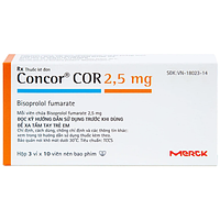 Concor Cor 2.5mg điều trị suy tim mãn tính hộp 3 vỉ x 10 viên