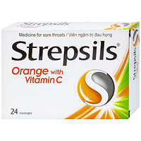 Viên ngậm Strepsils Orange with Vitamin C Reckitt Benckiser dùng cho việc điều trị đau họng (2 vỉ x 12 viên)