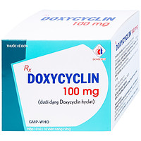 Thuốc Doxycyclin 100mg Domesco dùng để điều trị nhiễm khuẩn (10 vỉ x 10 viên)