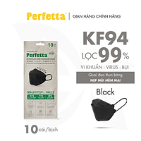 Khẩu trang Perfettar KF94 3 lớp màu đen (Gói 10 cái)