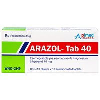 Arazol 40mg điều trị bệnh trào ngược dạ dày - thực quản (3 vỉ x 10 viên) viên nén bao phim