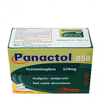 Viên nén Panactol 650mg Khapharco giảm đau, hạ sốt, không gây buồn ngủ (Hộp 10 vỉ x 10 viên )