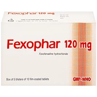 Fexophar 120mg TV.Pharm điều trị triệu chứng viêm mũi dị ứng, sổ mũi, hắt hơi, dị ứng da (Hộp 5 vỉ x 10 viên)