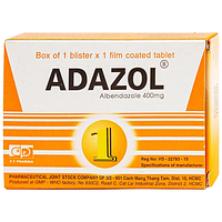 Thuốc Adazol 400mg Dược 3-2 điều trị nhiễm ký sinh trùng đường ruột (1 vỉ x 1 viên)