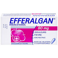 Efferalgan Suppo 80mg giảm đau, hạ sốt cho trẻ em cân nặng từ 5 - 10 kg hộp 2 vỉ x 5 viên đặt