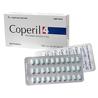 Coperil 4mg điều trị tăng huyết áp, suy tim sung huyết hộp 1 vỉ x 30 viên nén dài
