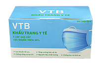 Khẩu trang y tế VTB màu xanh 3 lớp hỗ trợ ngăn khói, bụi, kháng khuẩn hộp 50 cái