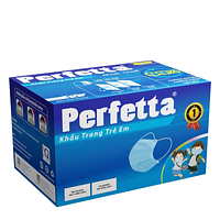 Khẩu trang trẻ em 3 lớp Perfetta Children xanh biển (Hộp 35 cái)