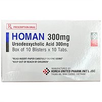 Homan 300mg điều trị xơ gan ứ mật, dạng viên nén  (10 vỉ x 10 viên)