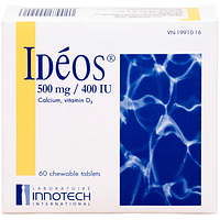 Idéos 500mg/400IU Innotech bổ sung Vitamin D và Canxi, điều trị bệnh loãng xương (Hộp 4 tuýp x 15 viên)