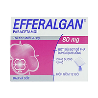 Efferalgan Sac 80mg giảm đau, hạ sốt cho trẻ em cân nặng từ 6 - 20 kg hộp 12 gói