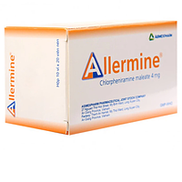 Allermine 4mg Agimexpharm điều trị dị ứng cấp và mãn tính (Hộp 10 vỉ x 20 viên)