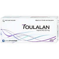Toulalan 50mg Davipharm điều trị chướng bụng, ợ hơi hộp 6 vỉ x 10 viên
