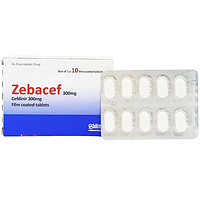 Zebacef 300mg điều trị viêm phổi, viêm phế quản, viêm họng hộp 1 vỉ x 10 viên