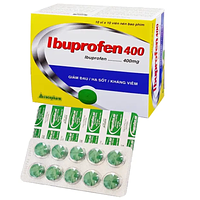 Thuốc Ibuprofen 400 Vacopharm giúp giảm đau đầu, đau răng, và đau dây thần kinh (10 vỉ x 10 viên)