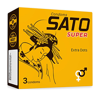 Bao cao su gân gai SATO Super Extra Dots hộp 3 cái
