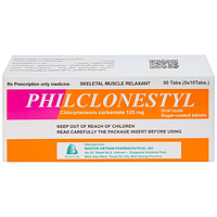 Philclonestyl 125mg điều trị đau do cứng cơ (5 vỉ x 10 viên nén bao đường) 
