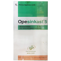 Opesinkast Tab 5mg dự phòng co thắt phế quản, điều trị hen phế quản hộp 4 vỉ x 7 viên