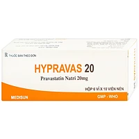 Hypravas 20 Medisun, dùng để điều trị tình trạng tăng cholesterol trong máu và xơ vữa động mạch (6 vỉ x 10 viên)