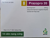 Prazopro 20mg điều trị loét dạ dày, tá tràng (2 vỉ x 7 viên)  vên nang cứng chứa hạt 