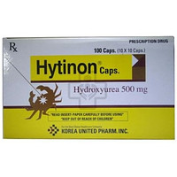 Sản phẩm Hytinon 500mg của Korea United được dùng để điều trị bệnh bạch cầu mạn tính dòng tủy (10 vỉ x 10 viên)