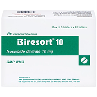 Biresort 10  phòng và điều trị cơn đau thắt ngực, suy tim sung huyết (Hộp 3 vỉ x 20 viên)