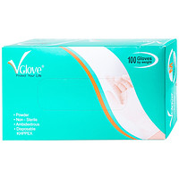 Găng tay y tế làm từ cao su, có bột, trơn VGlove Size M (10 hộp, mỗi hộp 100 chiếc)