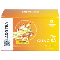 Ladophar trà gừng sả hỗ trợ sức khoẻ hộp 20 gói x 2g