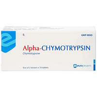 Alpha-Chymotrypsin Euvipharm điều trị phù nề sau chấn thương, phẩu thuật, bỏng (Hộp 2 vỉ x 10 viên)