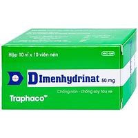 Thuốc Dimenhydrinat 50mg Traphaco chống nôn, chống say tàu xe (10 vỉ x 10 viên)