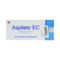 Thuốc Aspilets EC 80mg phòng ngừa nhồi máu cơ tim, đột quỵ (10 vỉ x 10 viên)
