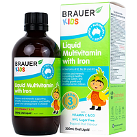 Siro Brauer Kids Liquid Multivitamin With Iron bổ sung vitamin và khoáng chất cho trẻ (200ml)