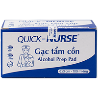 Quick – Nurse Gạc tẩm cồn 6cm x 3cm làm sạch da và chống lại vi khuẩn (Hộp 100 miếng)