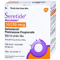 Seretide Accuhaler PWD 50/250mcg điều trị hen, bệnh phổi tắt nghẽn mạn tính hộp 60 liều hít