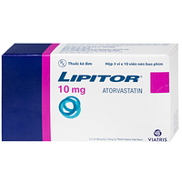 Thuốc Lipitor 10mg Viatris dùng để điều trị tăng cholesterol toàn phần (3 vỉ x 10 viên)