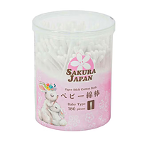 Tăm Bông Kháng Khuẩn Cho Trẻ Em SAKURA (180 Que/Hộp)