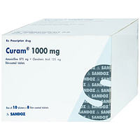 Curam 1000mg điều trị nhiễm khuẩn hộp 10 vỉ x 8 viên