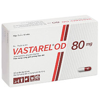 Vastarel OD 80mg Servier (3 vỉ x 10 viên) dùng để điều trị đau thắt ngực ổn định.