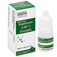 Sản phẩm Naphazolin 0.05% Danapha dạng thuốc nhỏ mũi (5ml) dùng để điều trị tình trạng nghẹt mũi, sổ mũi, viêm mũi.