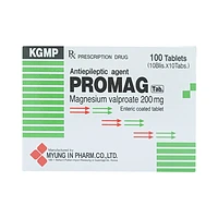 Thuốc Promag Tab 200mg Myung In Pharm dùng cho điều trị động kinh (10 vỉ x 10 viên)