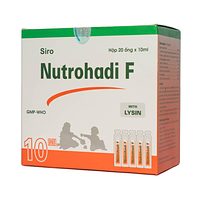 Siro Nutrohadi F cung cấp dinh dưỡng dành cho trẻ em biếng ăn, hỗ trợ ngăn ngừa thiếu hụt vitamin (20 ống x 10ml)